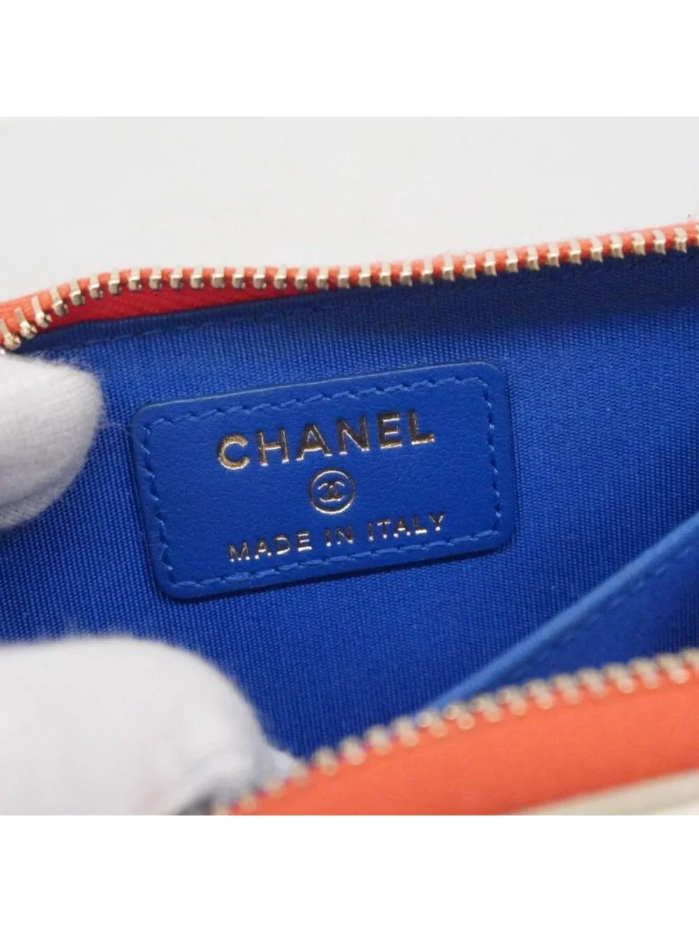 Chanel Coin Case CC Filigree Caviar Leather Blue White Red Gold